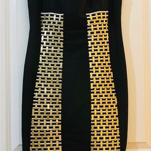 Elegant Black Dress with Gold Accents